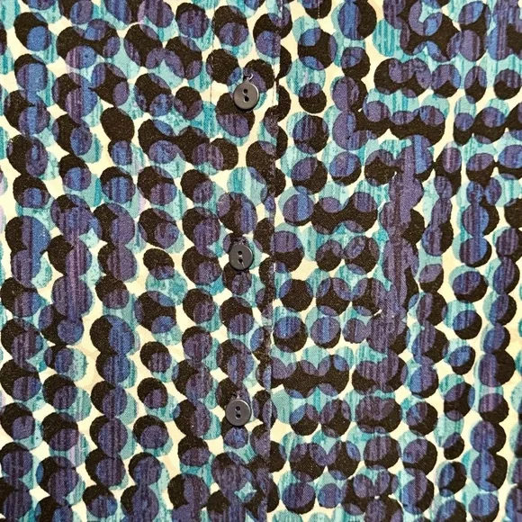 Nic + Zoe Long Good Vibes Sleeve Button Front Abstract Polka Dot Blouse Top - Picture 4 of 14